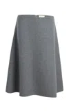 Khaite Nania Mid-rise Cashmere Knee-length Skirt In Grey