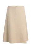 Khaite Nania Mid-rise Cashmere Knee-length Skirt In Neutral