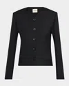 Khaite Nara Collarless Single-breasted Wool Jacket In Black
