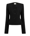 Khaite Nara Collarless Single-breasted Wool Jacket In Black
