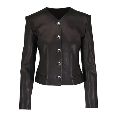 Khaite Nara Leather Jacket In Brown