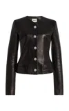 Khaite Nara Collarless Leather Jacket In Black
