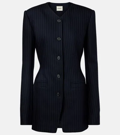 Khaite Naran Pinstripe Blazer In Blue
