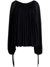 Khaite Nash Draped Silk Crepe Top In Black