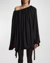 Khaite Nash Draped Silk Crepe Top In Black