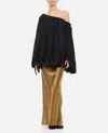 Khaite Nash Draped Silk Crepe Top In Black