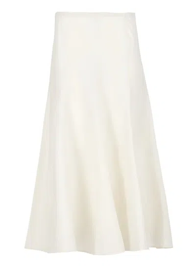 Khaite Natural Natural  Silk And Cotton Skirt In Neutrals