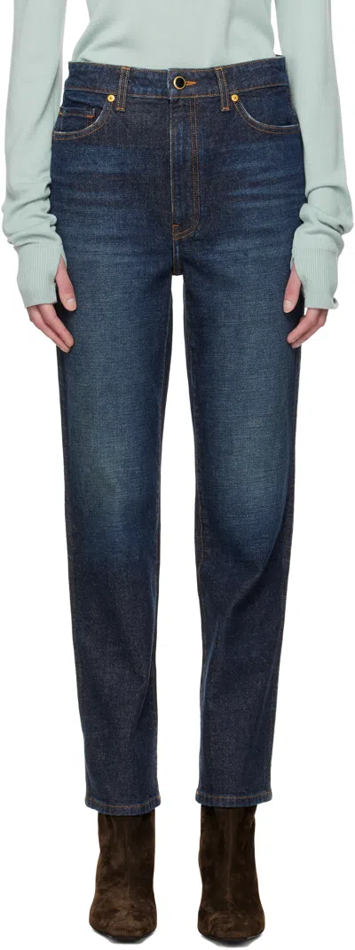 Khaite Navy Abigail Stretch Jeans In 010 Lansing