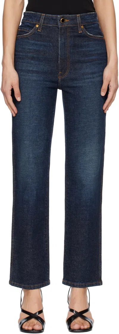 Khaite Navy Abigail Stretch Jeans In Blue