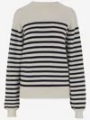 Khaite Navy Blue/white Wool Sweater