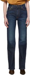 Khaite Navy Danielle Stretch Jeans In 010 Lansing