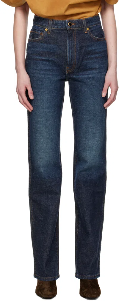 Khaite Navy Danielle Stretch Jeans In 010 Lansing