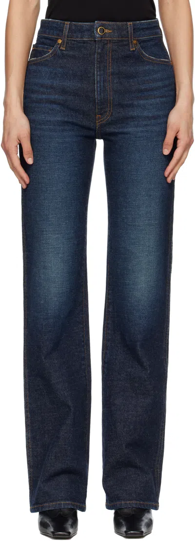 Khaite Navy Danielle Stretch Jeans In Blue
