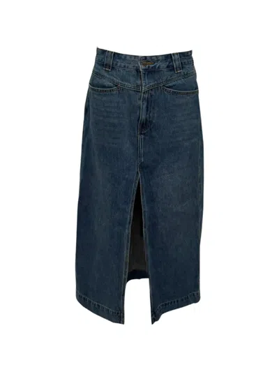 Pre-owned Khaite Neer Denim Skirt In 蓝色
