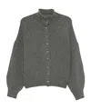 Khaite Nelya Long-sleeved Ribbed Cardigan In Gray