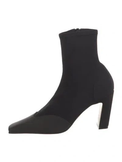 Pre-owned Khaite Neoprene Leather Trim Embellishment Sock Boots In Black