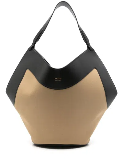 Khaite Neutral Lotus Tote Bag In Black