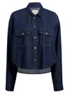 Khaite Neutrals Grenon Cropped Denim Cotton Shirt In Blue