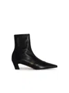 Khaite Square Toe Leather Ankle Boots With Geometric Heel In Black