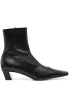 Khaite Nevada Stretch Leather Ankle Booties In Black