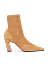Khaite 85mm Nevada Stretch Leather Ankle Boots In Camel