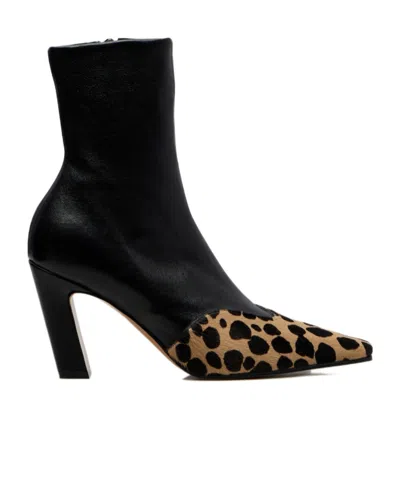 Khaite Nevada 85 Calf Hair And Leather Ankle Boots In Black