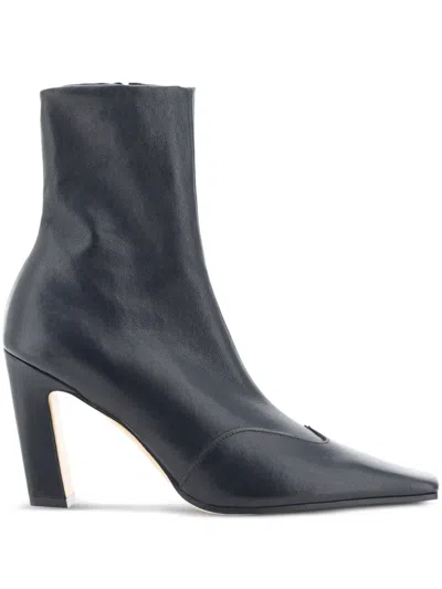 Khaite Dallas Leather Ankle Boots In Black