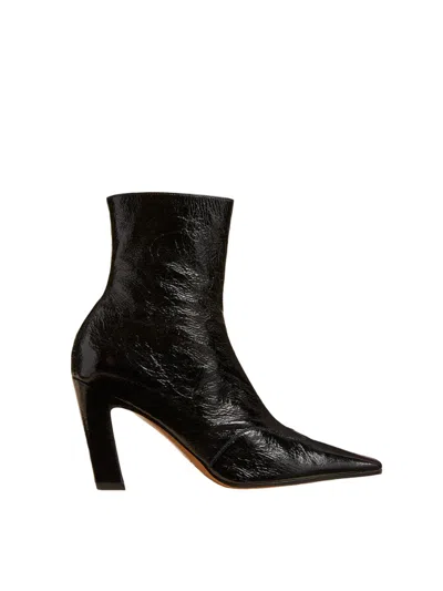 Khaite Nevada Crinkled-leather Ankle Boots In Black
