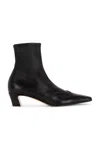 Khaite Square Toe Leather Ankle Boots With Geometric Heel In Black