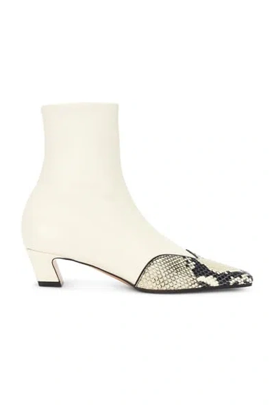 Khaite Dallas Stretch Leather Ankle Boots In White