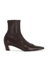 Khaite Nevada Mid-ankle Stretch Leather Boots In Dark Brown