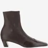 Khaite Nevada Mid-ankle Stretch Leather Boots In Brown