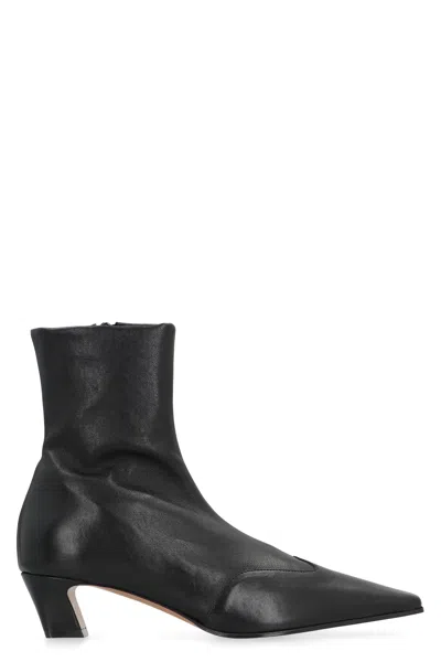 Khaite Nevada Leather Ankle Boots