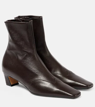 Khaite Nevada Leather Ankle Boots In Brown