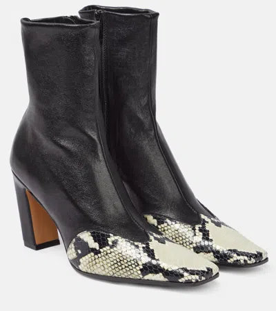 KHAITE NEVADA LEATHER ANKLE BOOTS