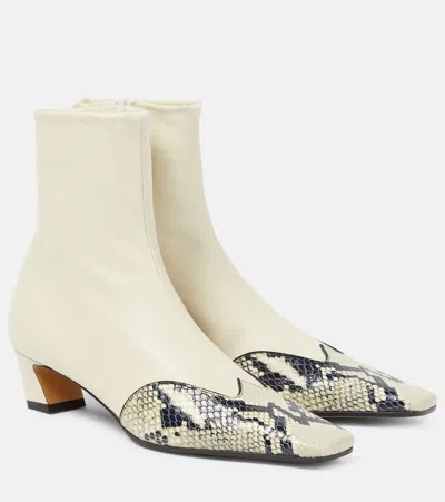 Khaite Dallas Stretch Leather Ankle Boots In White