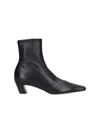 Khaite Square Toe Leather Ankle Boots With Geometric Heel In Black  