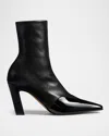 Khaite Nevada Patent-wingtip Ankle Boots In Black