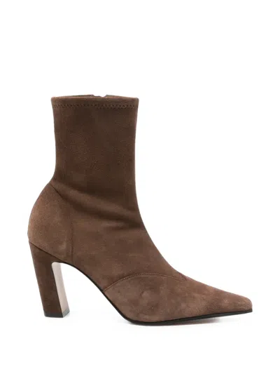 Khaite Nevada Pointed-toe Ankle Boots In Brown