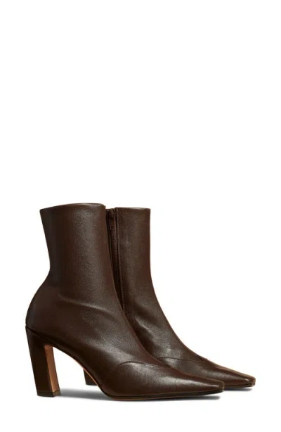 Khaite Nevada Square Toe Bootie In Dark Brown