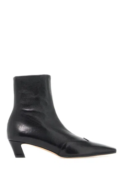 Khaite Pointed Toe Ankle Boots With Smooth Lamb Leather In Black