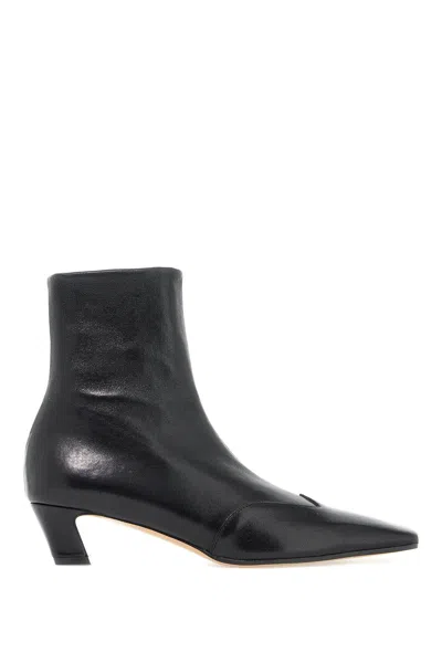 Khaite Nevada Stretch Leather Ankle Booties In Black