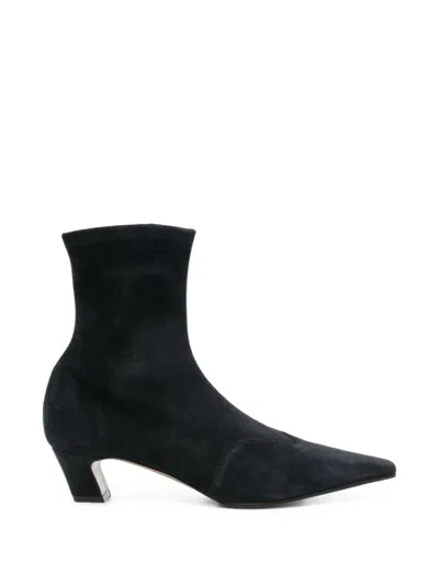 Khaite Nevada Stretch Heeled Ankle Boots In Blue