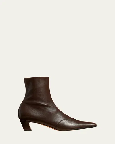 KHAITE NEVADA STRETCH LEATHER ANKLE BOOTIES