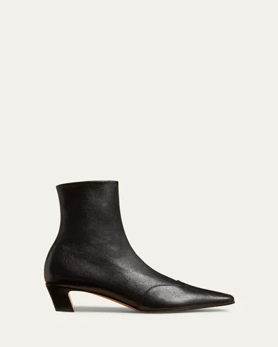 KHAITE NEVADA STRETCH LEATHER ANKLE BOOTIES