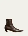 Khaite Nevada Mid-ankle Stretch Leather Boots In Dark Brown