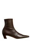 Khaite Nevada Mid-ankle Stretch Leather Boots In Brown