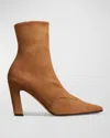 Khaite 85mm Nevada Stretch Leather Ankle Boots In Camel