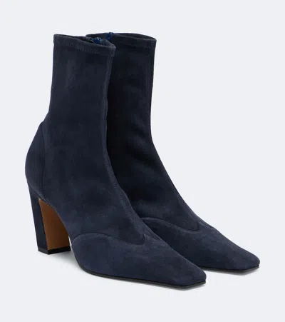 Khaite Nevada Suede Ankle Boots In Blue