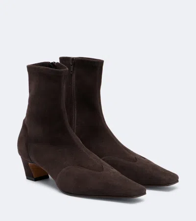 Khaite Nevada Suede Ankle Boots In Brown